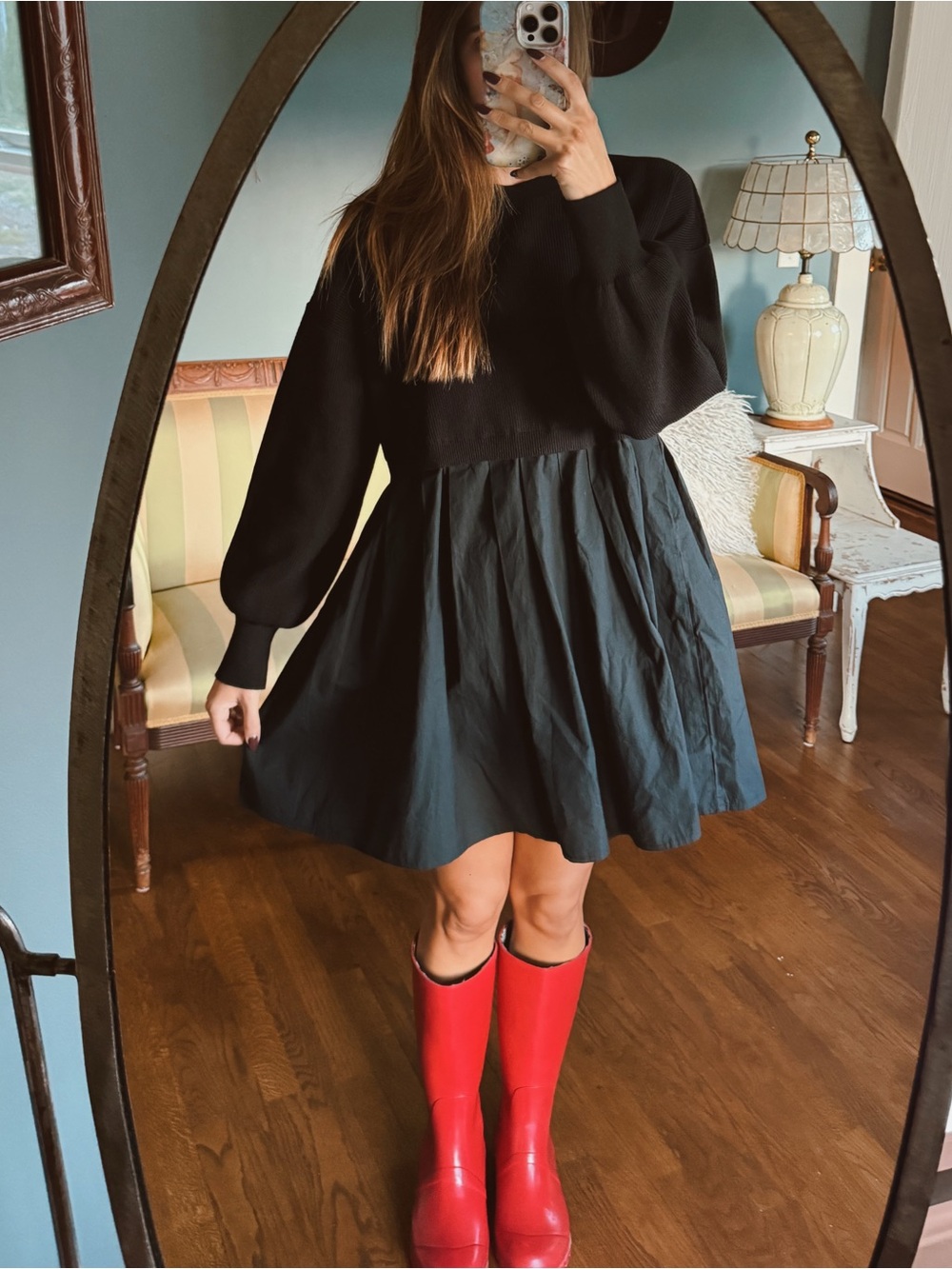Black layered sweater / Babydoll Dress sz medium